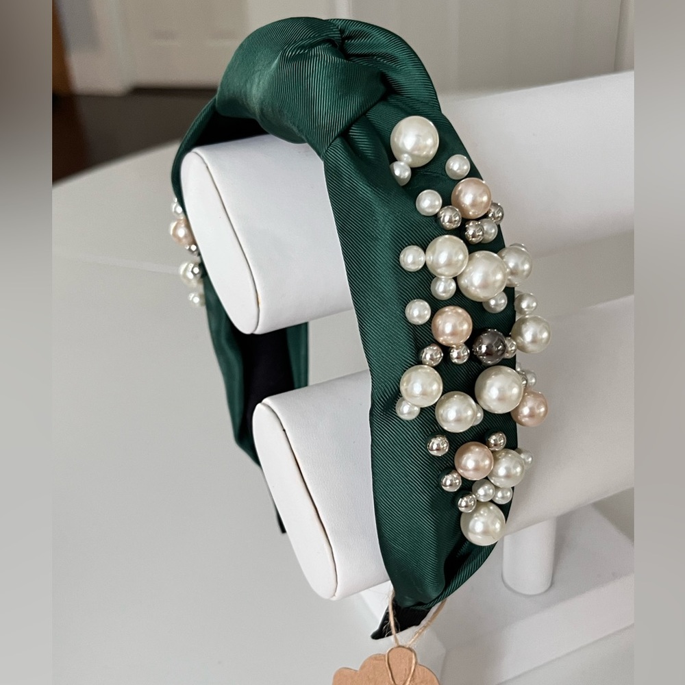 Pearl HEADBAND | NEW! | Knotted ~ GREEN COLOR!